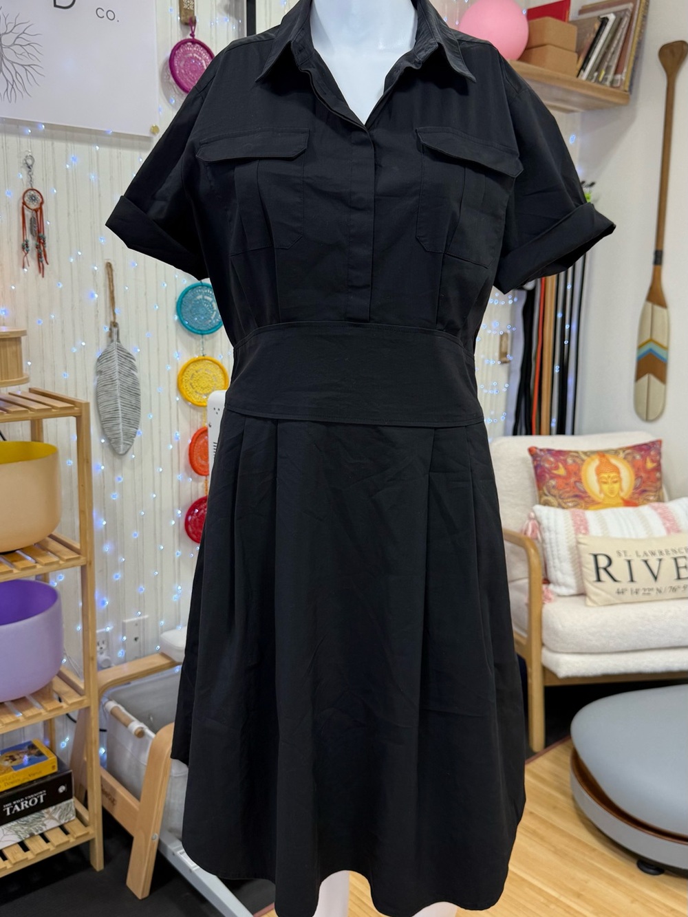 Cynthia Steffe Black Shirtwaist Midi Dress